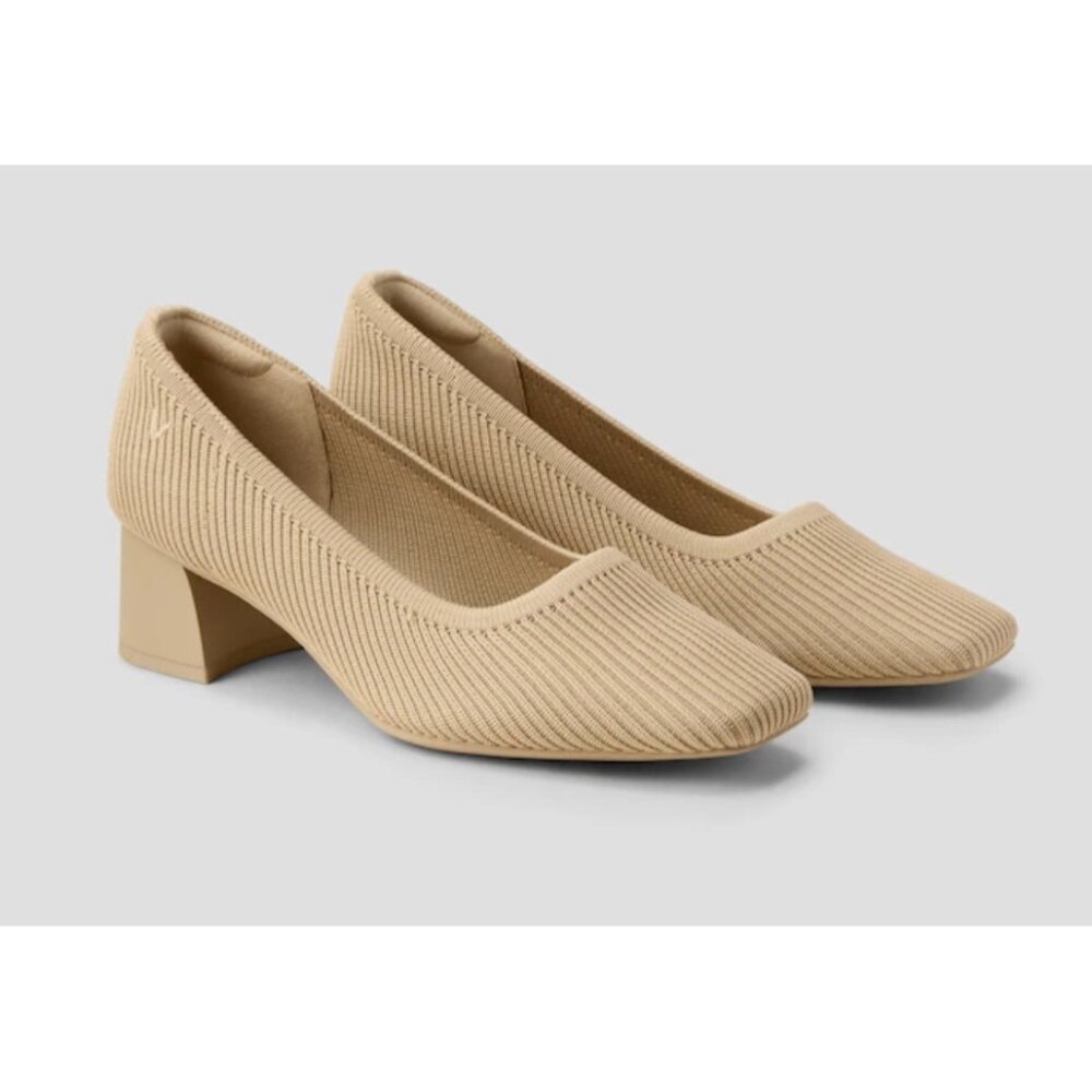 Elegant Beige Block Heel Pumps